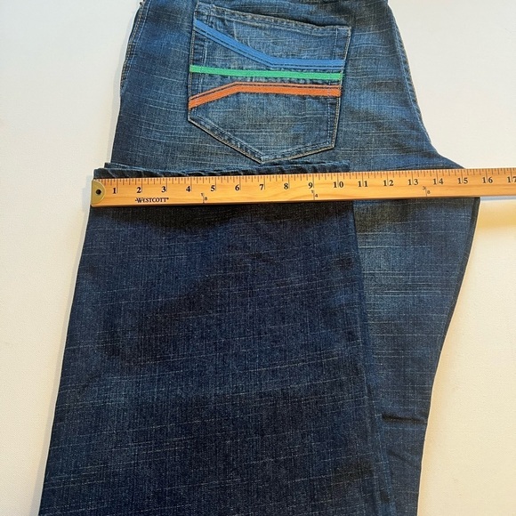 VINTAGE Rocawear Jeans Baggy Denim Blue Dark Wash Embroidered Hip Hop Mens 38x33 - Picture 2 of 11